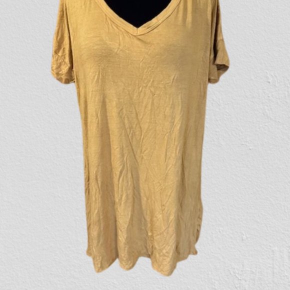 Mustard Criss Cross Back Tunic Top - Picture 2 of 9